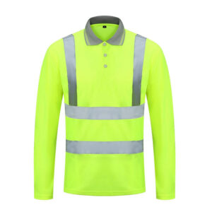 Long Sleeve Construction Workwear Reflective Safety Polo T Shirt With Reflective Tapes