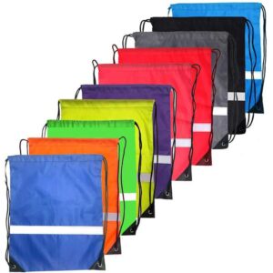 Safety Luminous Sports Gym Ball Sack Pack Cinch Bag Drawstring Reflective Bag