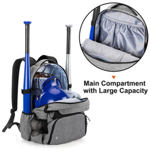 Baseball Backpack Holds Up to 4 Bats, Softball Bat Bag with Vented Shoe Compartment